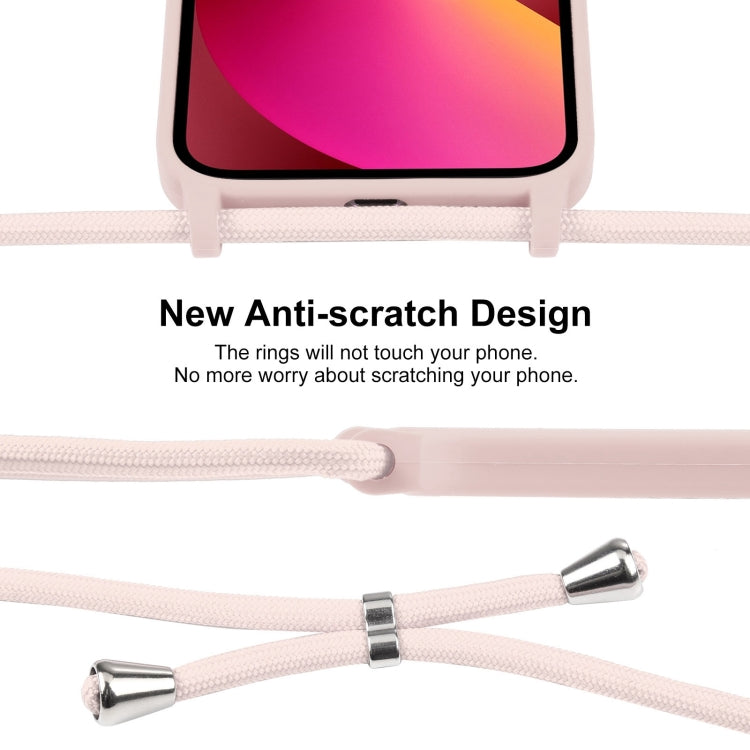 For iPhone 13 Crossbody Lanyard Liquid Silicone Case(Sand Pink) - iPhone 13 Cases by PMC TechLife | Online Shopping South Africa | PMC TechLife | Buy Now Pay Later Mobicred