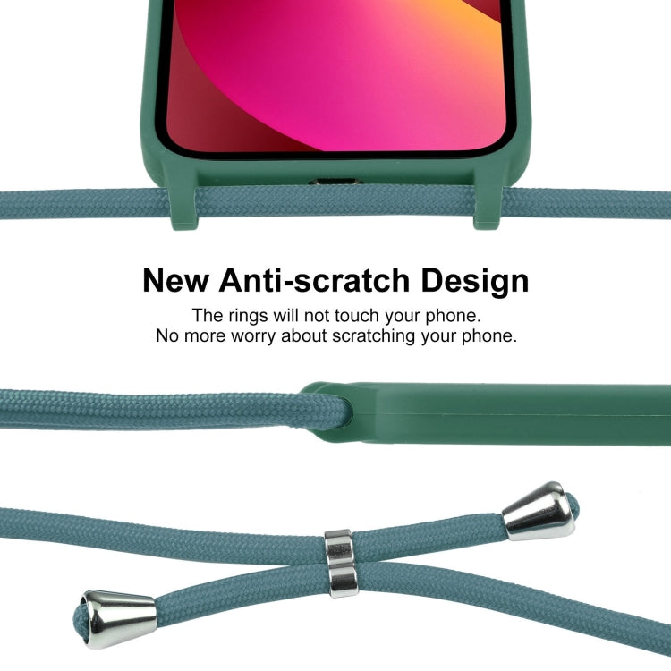 For iPhone 13 Crossbody Lanyard Liquid Silicone Case(Pine Needle Green) - iPhone 13 Cases by PMC TechLife | Online Shopping South Africa | PMC TechLife | Buy Now Pay Later Mobicred