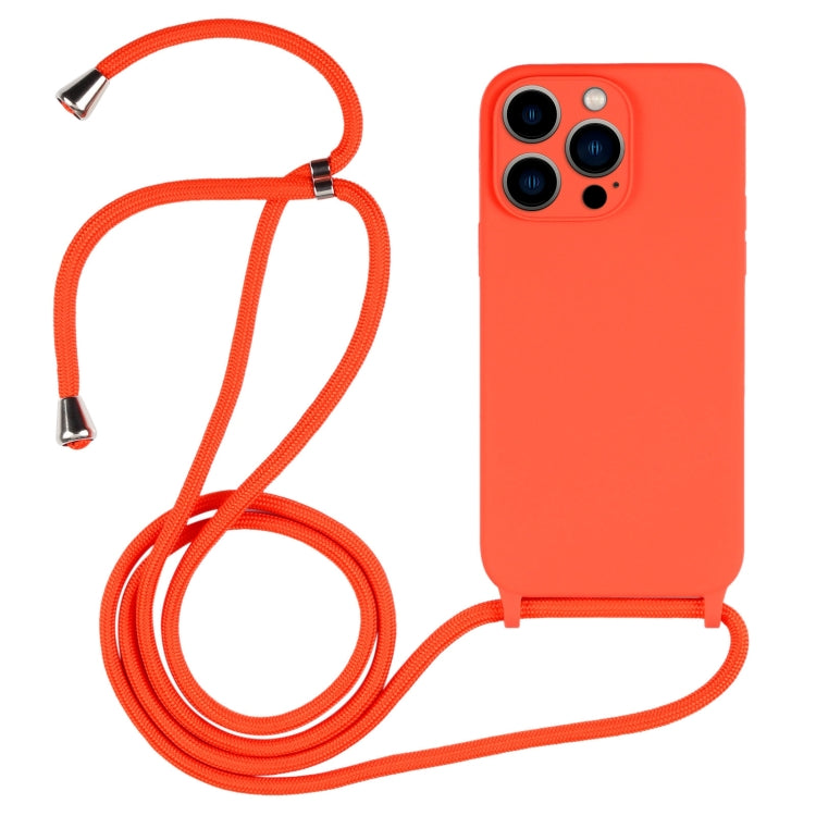 For iPhone 13 Pro Max Crossbody Lanyard Liquid Silicone Case(Orange) - free shipping - PMC TechLife - Order now!