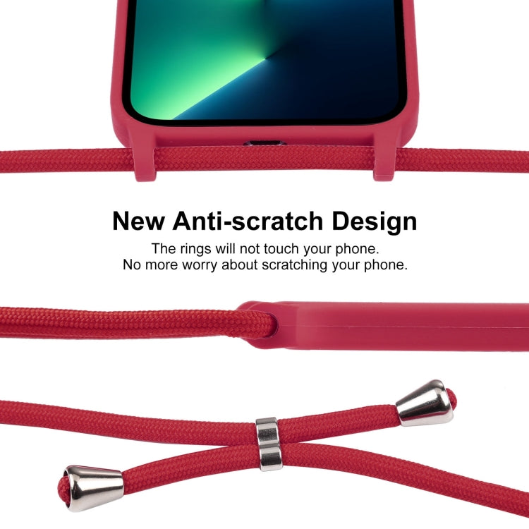 For iPhone 13 Pro Max Crossbody Lanyard Liquid Silicone Case(Rose Red) - free shipping - PMC TechLife - Order now!