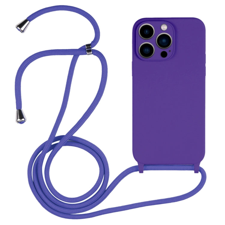 For iPhone 13 Pro Max Crossbody Lanyard Liquid Silicone Case(Purple) - free shipping - PMC TechLife - Order now!