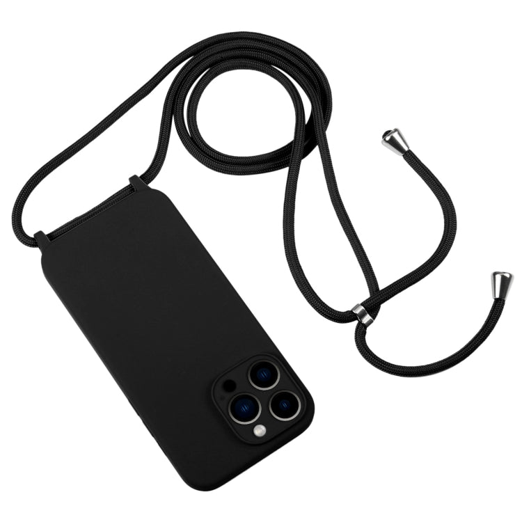 For iPhone 13 Pro Max Crossbody Lanyard Liquid Silicone Case(Black) - free shipping - PMC TechLife - Order now!