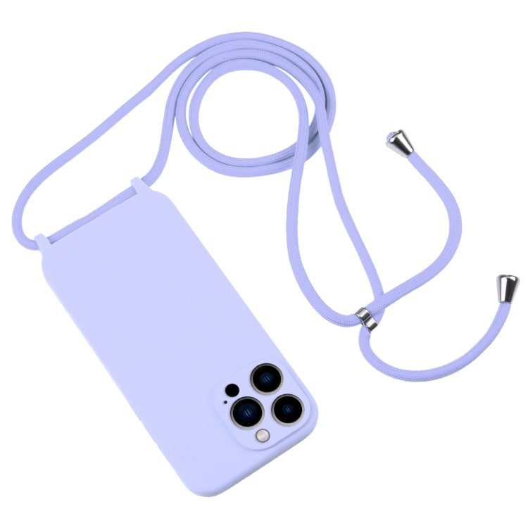 For iPhone 13 Pro Max Crossbody Lanyard Liquid Silicone Case(Light Purple) - free shipping - PMC TechLife - Order now!