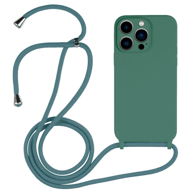 For iPhone 13 Pro Max Crossbody Lanyard Liquid Silicone Case(Pine Needle Green) - free shipping - PMC TechLife - Order now!