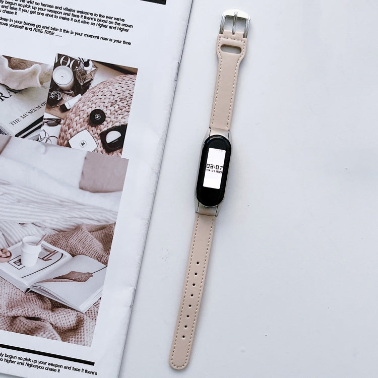 For Xiaomi Mi Band 3 / 4 8-buckle Leather Watch Band(Ivory White) - free shipping - PMC TechLife - Order now!