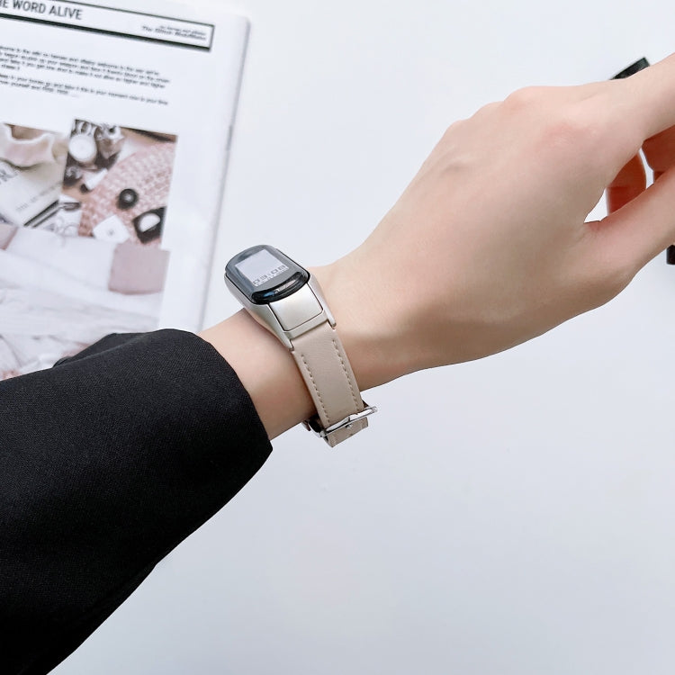 For Xiaomi Mi Band 3 / 4 8-buckle Leather Watch Band(Ivory White) - free shipping - PMC TechLife - Order now!