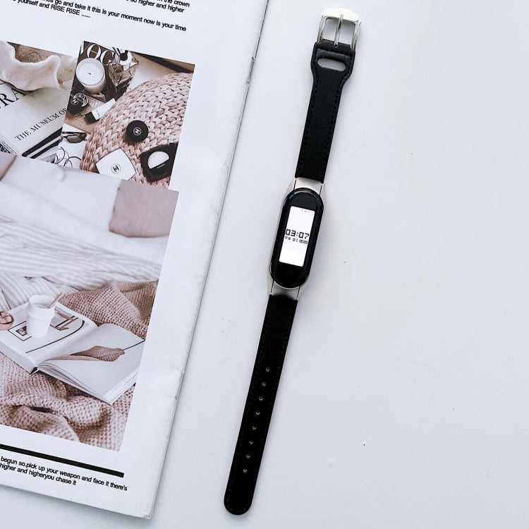 For Xiaomi Mi Band  5 / 6 8-buckle Leather Watch Band(Black) - free shipping - PMC TechLife - Order now!