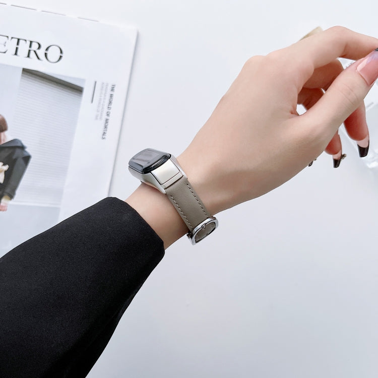 For Xiaomi Mi Band 7 Genuine Leather Watch Band(Grey) - free shipping - PMC TechLife - Order now!