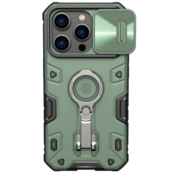 For iPhone 14 Pro NILLKIN CamShield Armor Pro Magnetic Phone Case(Green) - iPhone 14 Pro Cases by NILLKIN | Online Shopping South Africa | PMC TechLife | Buy Now Pay Later Mobicred