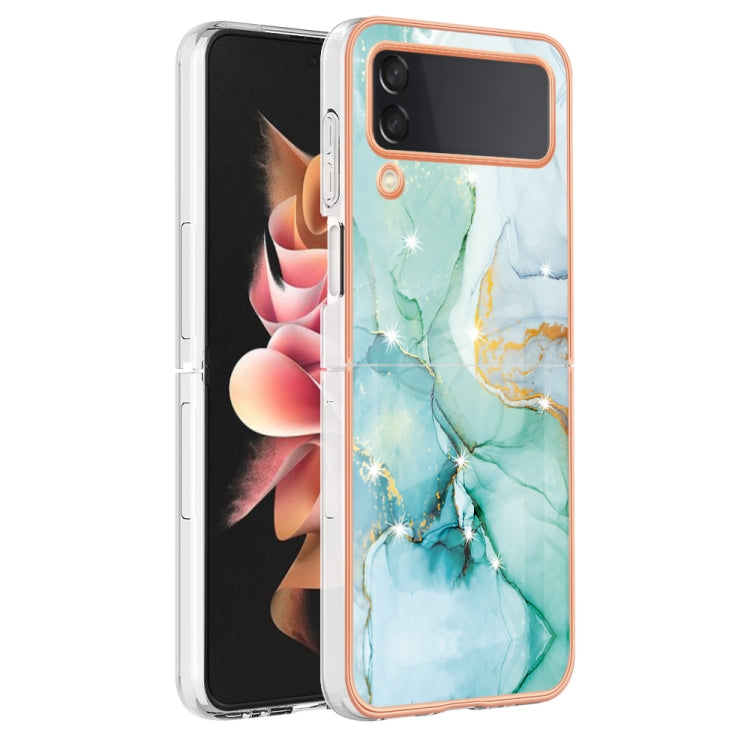 For Samsung Galaxy Z Flip4 Electroplating Marble Pattern IMD TPU Phone Case(Green 003) - free shipping - PMC TechLife - Order now!