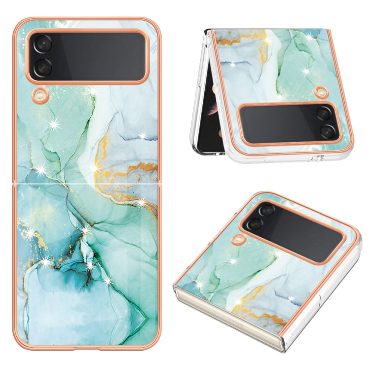 For Samsung Galaxy Z Flip4 Electroplating Marble Pattern IMD TPU Phone Case(Green 003) - free shipping - PMC TechLife - Order now!