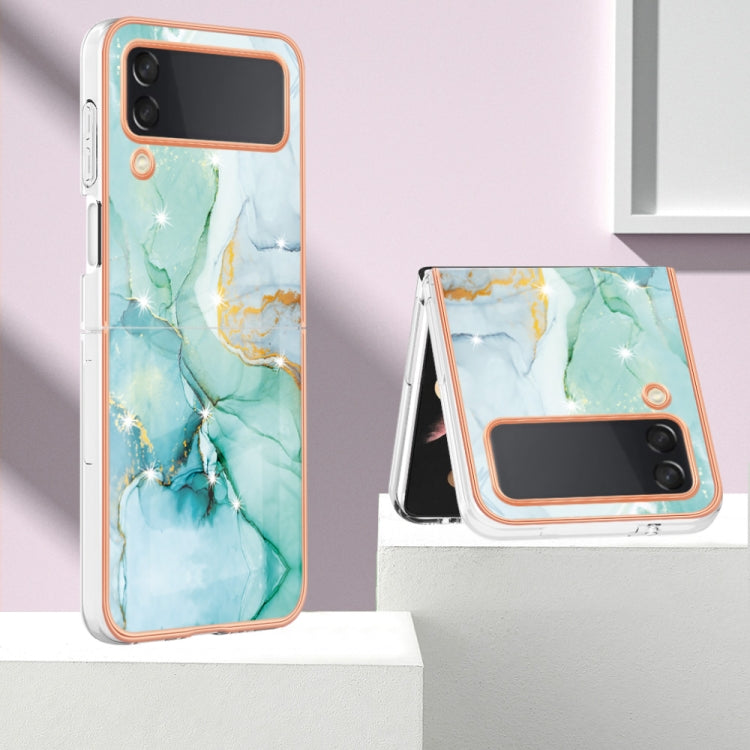 For Samsung Galaxy Z Flip4 Electroplating Marble Pattern IMD TPU Phone Case(Green 003) - free shipping - PMC TechLife - Order now!