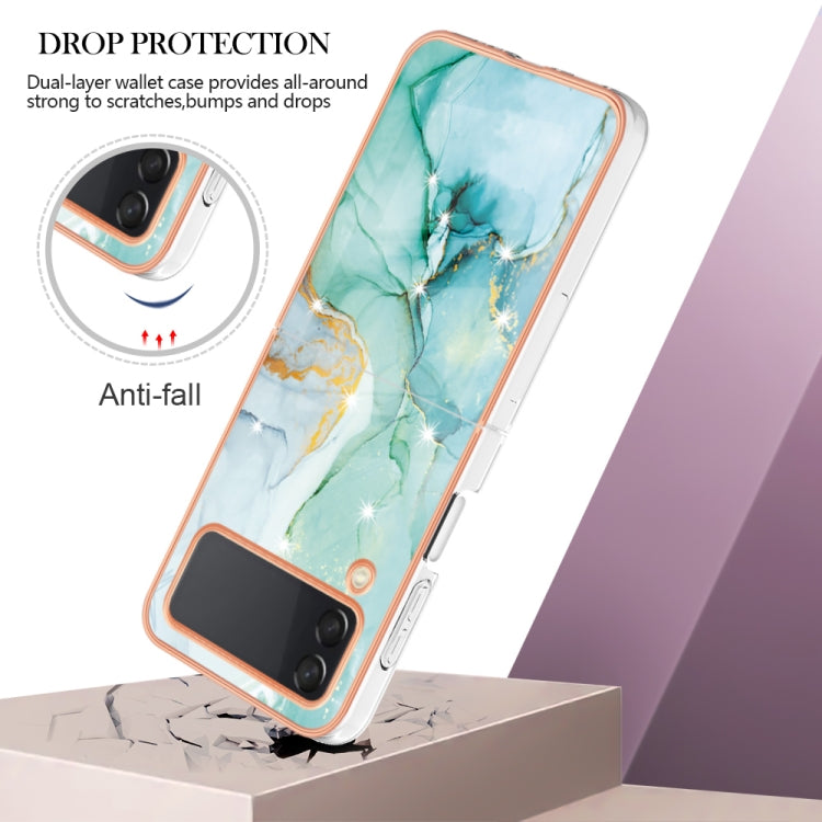 For Samsung Galaxy Z Flip4 Electroplating Marble Pattern IMD TPU Phone Case(Green 003) - free shipping - PMC TechLife - Order now!