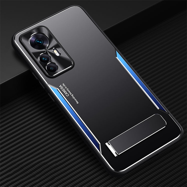 For Xiaomi Redmi K50 Ultra / 12T / 12T Pro Blade Series TPU + Titanium Alloy with Holder Phone Case(Black Blue) - free shipping - PMC TechLife - Order now!