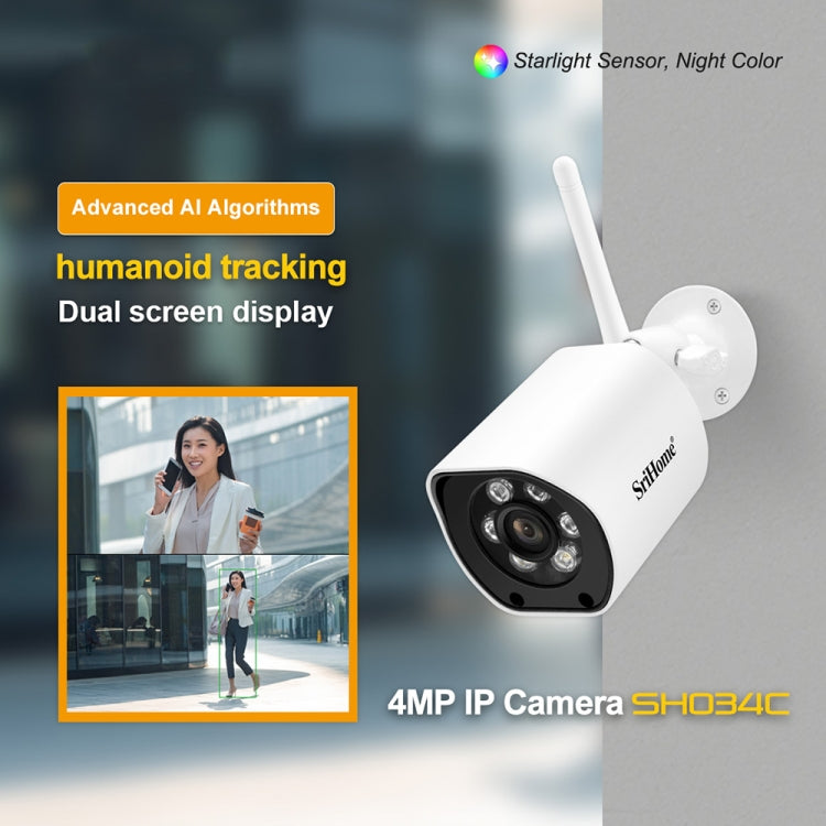 SriHome SH034C 4.0MP AI Humanoid Tracking WiFi Outdoor Surveillance Camera(EU Plug) - free shipping - PMC TechLife - Order now!