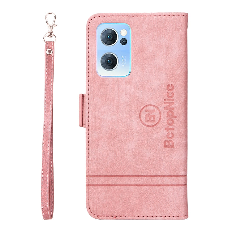 For OPPO Reno 7 5G Global / Find X5 Lite BETOPNICE Dual-side Buckle Leather Phone Case(Pink) - OPPO Cases by BETOPNICE | Online Shopping South Africa | PMC TechLife | Buy Now Pay Later Mobicred