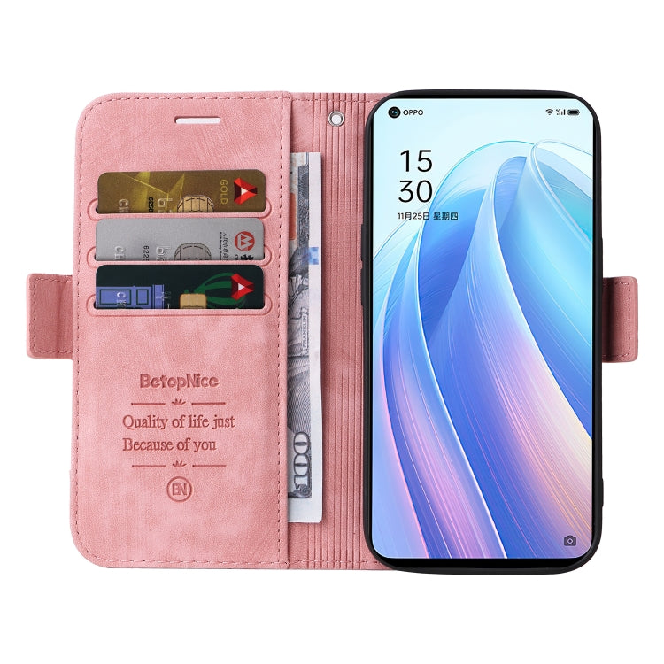 For OPPO Reno 7 5G Global / Find X5 Lite BETOPNICE Dual-side Buckle Leather Phone Case(Pink) - OPPO Cases by BETOPNICE | Online Shopping South Africa | PMC TechLife | Buy Now Pay Later Mobicred
