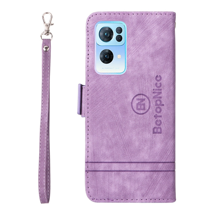 For OPPO Reno 7 Pro 5G BETOPNICE Dual-side Buckle Leather Phone Case(Purple) - OPPO Cases by BETOPNICE | Online Shopping South Africa | PMC TechLife | Buy Now Pay Later Mobicred