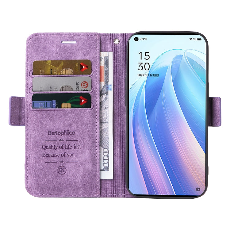 For OPPO Reno 7 Pro 5G BETOPNICE Dual-side Buckle Leather Phone Case(Purple) - OPPO Cases by BETOPNICE | Online Shopping South Africa | PMC TechLife | Buy Now Pay Later Mobicred