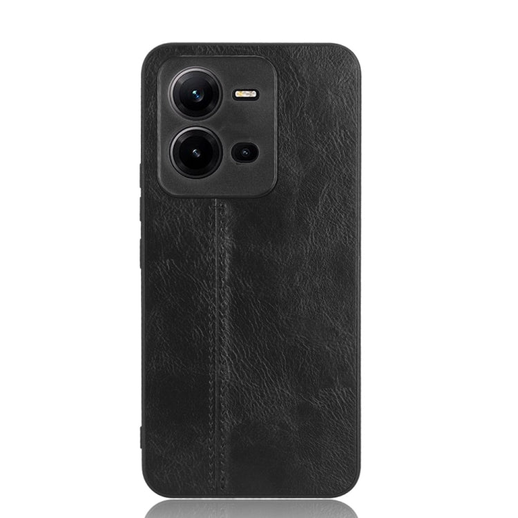 For vivo V25 5G Sewing Cow Pattern Skin PC + PU + TPU Case(Black) - vivo Cases by PMC TechLife | Online Shopping South Africa | PMC TechLife | Buy Now Pay Later Mobicred