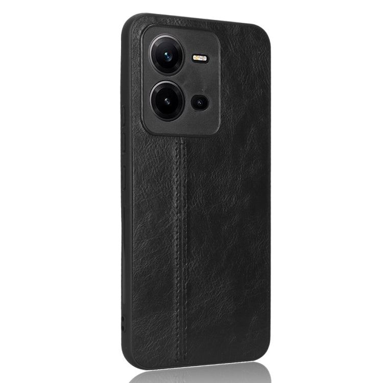 For vivo V25 5G Sewing Cow Pattern Skin PC + PU + TPU Case(Black) - vivo Cases by PMC TechLife | Online Shopping South Africa | PMC TechLife | Buy Now Pay Later Mobicred