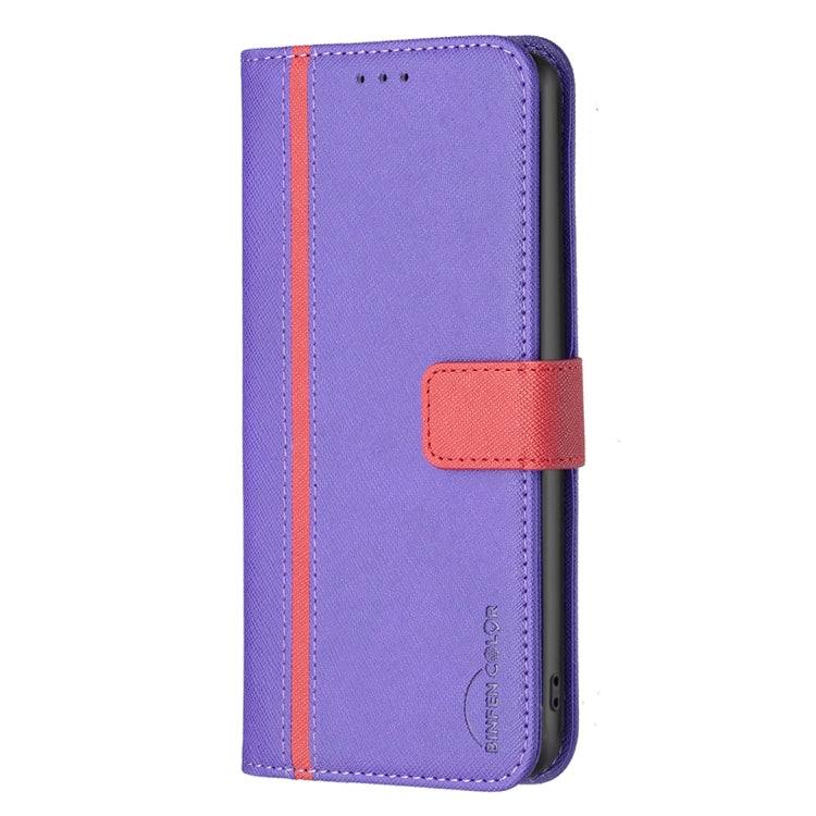 For vivo Y35/Y22 BF13 Color Matching Cross Texture Leather Phone Case(Purple) - free shipping - PMC TechLife - Order now!