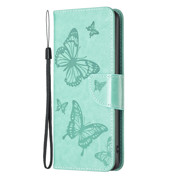 For Samsung Galaxy A04 4G Two Butterflies Embossing Leather Phone Case(Green) - Galaxy Phone Cases by PMC TechLife | Online Shopping South Africa | PMC TechLife | Buy Now Pay Later Mobicred