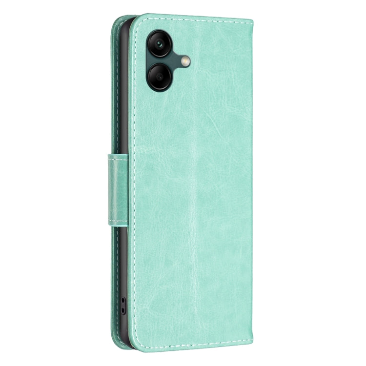 For Samsung Galaxy A04 4G Two Butterflies Embossing Leather Phone Case(Green) - Galaxy Phone Cases by PMC TechLife | Online Shopping South Africa | PMC TechLife | Buy Now Pay Later Mobicred