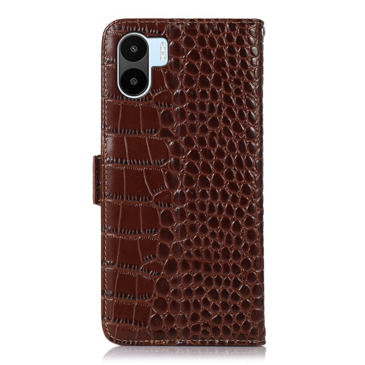 For Xiaomi Redmi A1 Crocodile Top Layer Cowhide Leather Phone Case(Brown) - Xiaomi Cases by PMC TechLife | Online Shopping South Africa | PMC TechLife