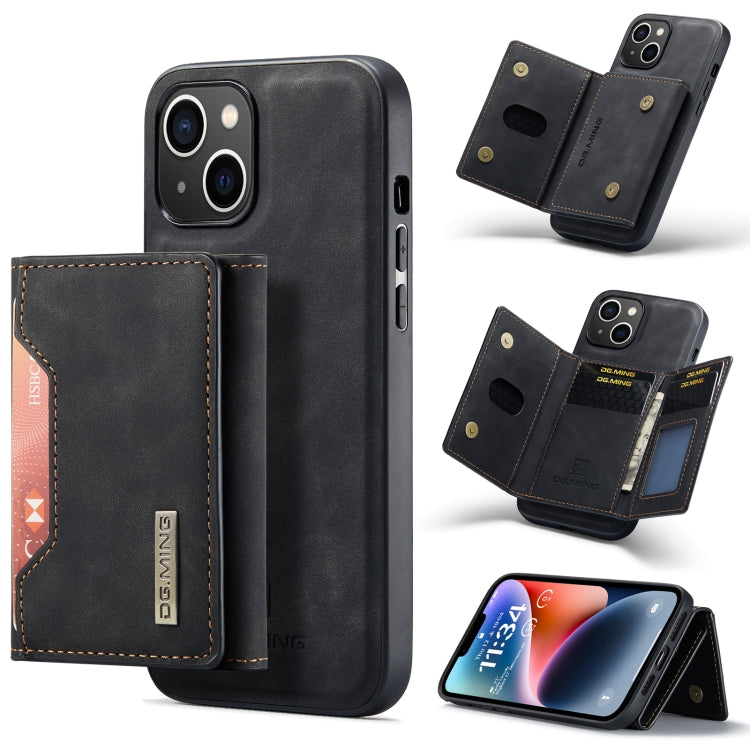 For iPhone 14 DG.MING M2 Series 3-Fold Card Bag Leather Case(Black) - iPhone 14 Cases by DG.MING | Online Shopping South Africa | PMC TechLife | Buy Now Pay Later Mobicred