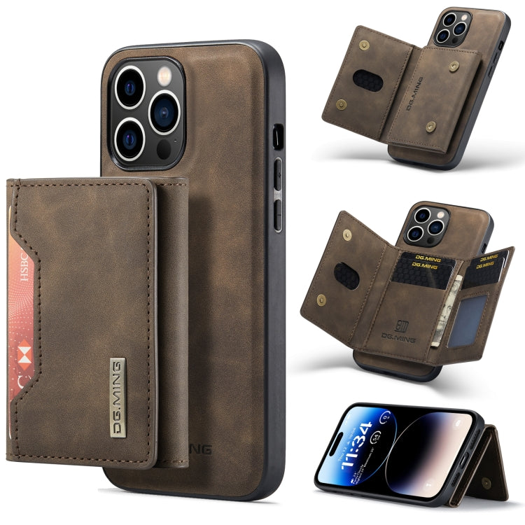 For iPhone 14 Pro Max DG.MING M2 Series 3-Fold Card Bag Leather Case(Coffee) - iPhone 14 Pro Max Cases by DG.MING | Online Shopping South Africa | PMC TechLife | Buy Now Pay Later Mobicred
