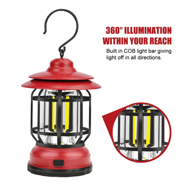 Portable Retro Hanging Lamp Lantern Camping Tent Light, Type:USB Charging(Red) - free shipping - PMC TechLife - Order now!