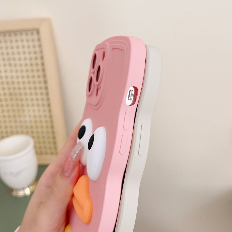 For iPhone 14 Plus Wave Edge Big Duck Silicone Phone Case with Wristband(White) - iPhone 14 Plus Cases by PMC TechLife | Online Shopping South Africa | PMC TechLife | Buy Now Pay Later Mobicred