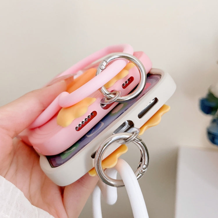 For iPhone 14 Plus Wave Edge Big Duck Silicone Phone Case with Wristband(White) - iPhone 14 Plus Cases by PMC TechLife | Online Shopping South Africa | PMC TechLife | Buy Now Pay Later Mobicred