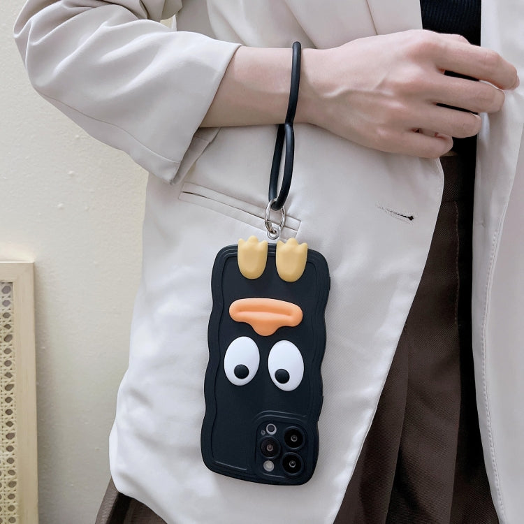 For iPhone 14 Plus Wave Edge Big Duck Silicone Phone Case with Wristband(White) - iPhone 14 Plus Cases by PMC TechLife | Online Shopping South Africa | PMC TechLife | Buy Now Pay Later Mobicred