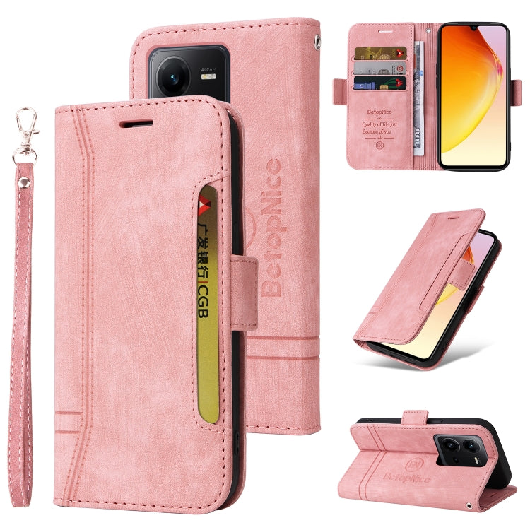 For vivo V25 / V25e 4G Global BETOPNICE Dual-side Buckle Leather Phone Case(Pink) - vivo Cases by BETOPNICE | Online Shopping South Africa | PMC TechLife | Buy Now Pay Later Mobicred