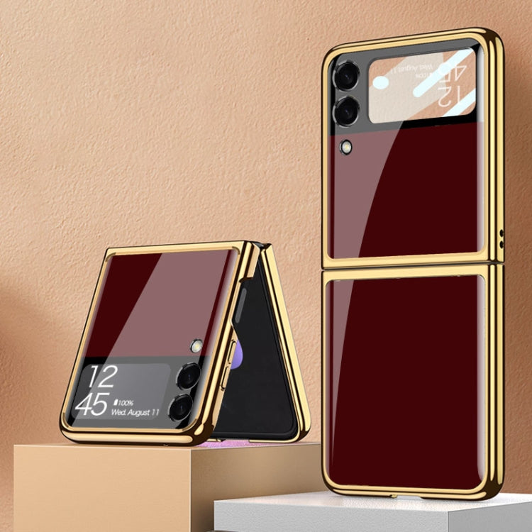 For Samsung Galaxy Z Flip4 GKK Integrated Electroplating Painted Glass Phone Case(Wine Red) - Galaxy Z Flip4 5G Cases by GKK | Online Shopping South Africa | PMC TechLife | Buy Now Pay Later Mobicred