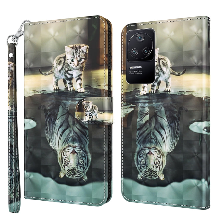 For Xiaomi Poco F4 3D Painting Pattern TPU + PU Phone Case(Cat Tiger) - free shipping - PMC TechLife - Order now!