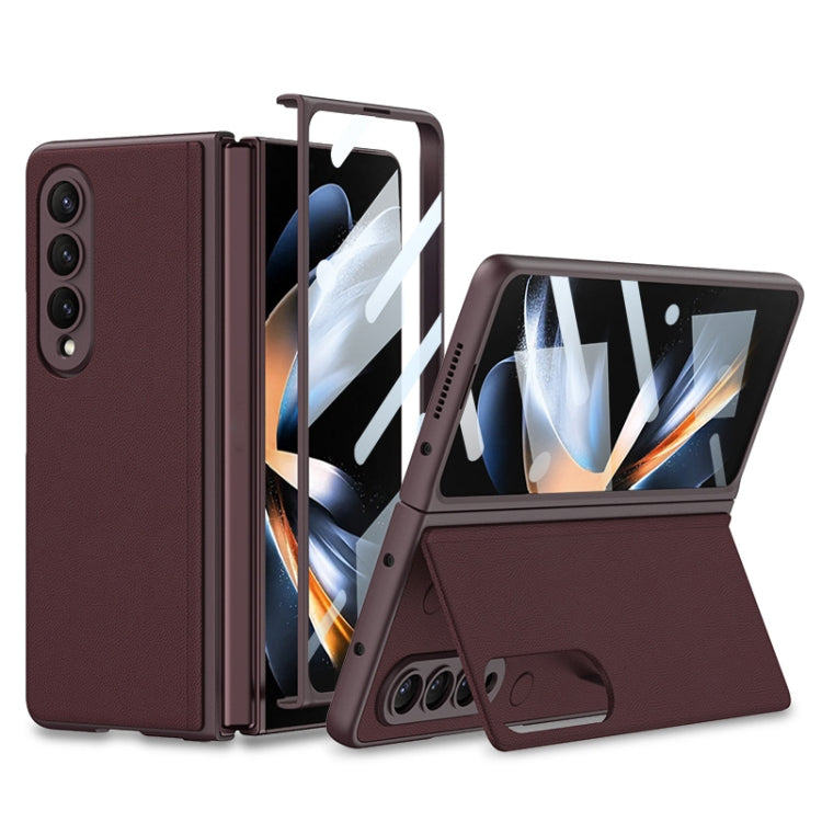 For Samsung Galaxy Z Fold4 GKK Integrated Ultra-thin Folding Leather Phone Case with Stand(Wine Red) - Galaxy Z Fold4 5G Cases by GKK | Online Shopping South Africa | PMC TechLife | Buy Now Pay Later Mobicred