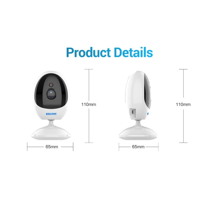 ESCAM QF006 3MP 1296P HD Indoor Wireless PTZ IP Camera IR Night Vision AI Humanoid Detection Home Security CCTV Monitor, Plug Type:UK Plug(White) - free shipping - PMC TechLife - Order now!