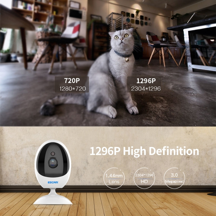 ESCAM QF006 3MP 1296P HD Indoor Wireless PTZ IP Camera IR Night Vision AI Humanoid Detection Home Security CCTV Monitor, Plug Type:US Plug(White) - free shipping - PMC TechLife - Order now!