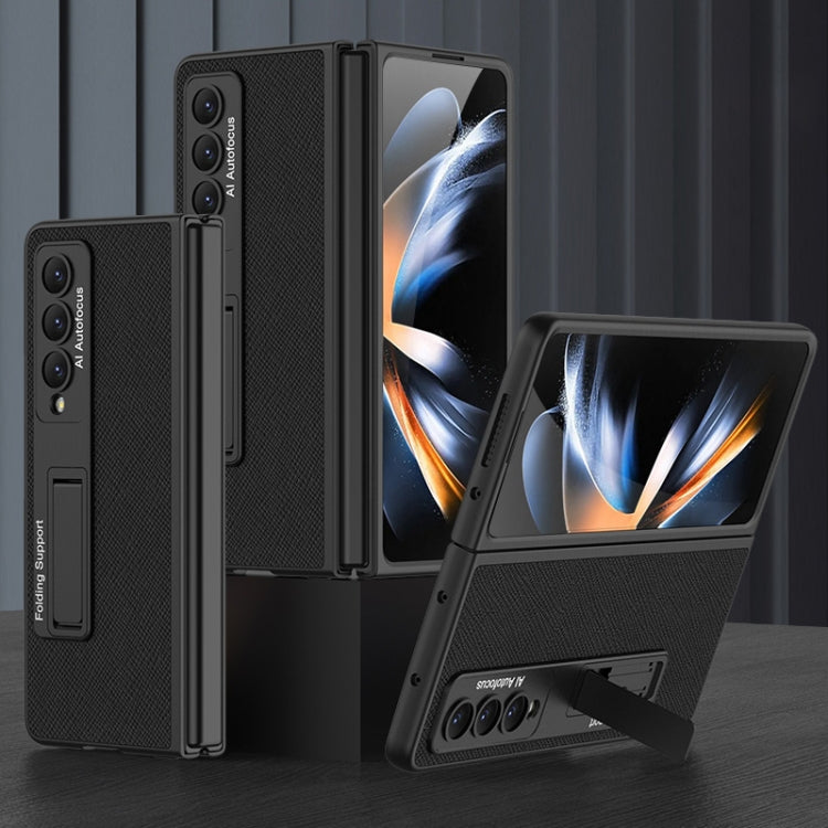For Samsung Galaxy Z Fold4 GKK Ultra-thin Plain Leather Full Phone Case with Stand(Cross Texture) - free shipping - PMC TechLife - Order now!
