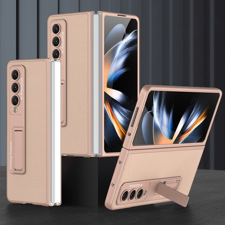 For Samsung Galaxy Z Fold4 GKK Ultra-thin Plain Leather Full Phone Case with Stand(Gold) - free shipping - PMC TechLife - Order now!