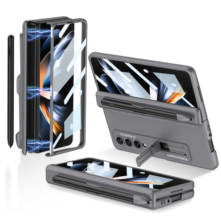 For Samsung Galaxy Z Fold4 GKK Magnetic Hinge Flip Phone Case with Holder & Pen Slot(Grey) - Galaxy Z Fold4 5G Cases by GKK | Online Shopping South Africa | PMC TechLife | Buy Now Pay Later Mobicred