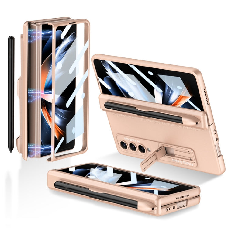 For Samsung Galaxy Z Fold4 GKK Magnetic Hinge Flip Phone Case with Holder & Pen Slot(Gold) - Galaxy Z Fold4 5G Cases by GKK | Online Shopping South Africa | PMC TechLife | Buy Now Pay Later Mobicred