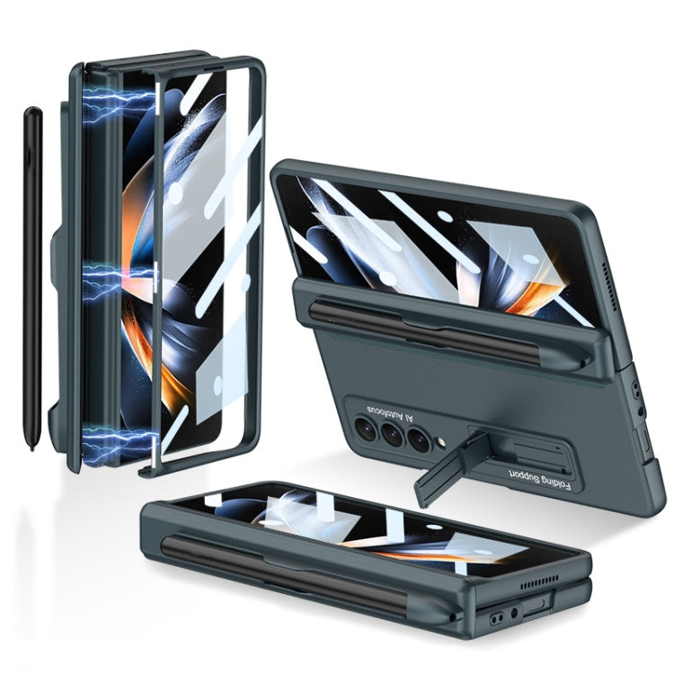 For Samsung Galaxy Z Fold4 GKK Magnetic Hinge Flip Phone Case with Holder & Pen Slot(Green) - Galaxy Z Fold4 5G Cases by GKK | Online Shopping South Africa | PMC TechLife