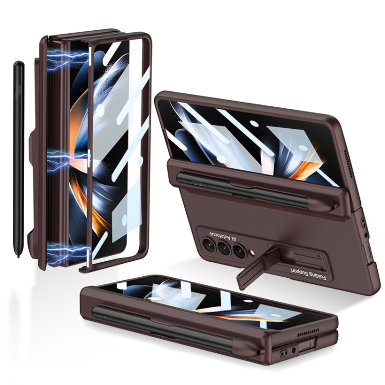 For Samsung Galaxy Z Fold4 GKK Magnetic Hinge Flip Phone Case with Holder & Pen Slot(Wine Red) - Galaxy Z Fold4 5G Cases by GKK | Online Shopping South Africa | PMC TechLife | Buy Now Pay Later Mobicred