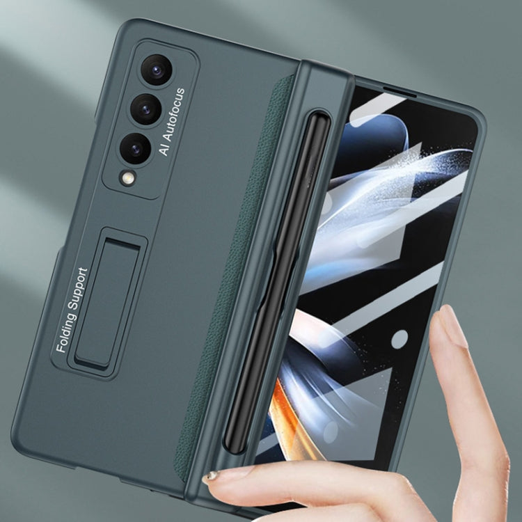 For Samsung Galaxy Z Fold4 GKK Magnetic Hinge Flip Phone Case with Holder & Pen Slot(Green) - Galaxy Z Fold4 5G Cases by GKK | Online Shopping South Africa | PMC TechLife
