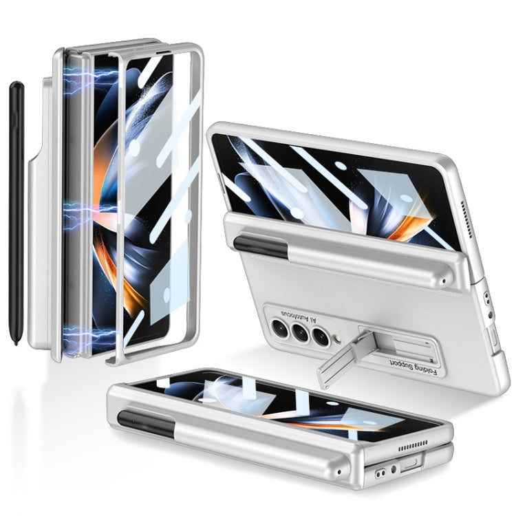 For Samsung Galaxy Z Fold4 GKK Magnetic Hinge Flip Phone Case with Pen Holder & Holder(Silver) - Galaxy Z Fold4 5G Cases by GKK | Online Shopping South Africa | PMC TechLife | Buy Now Pay Later Mobicred