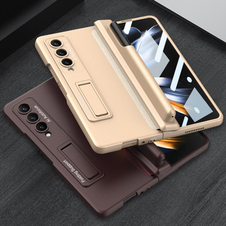 For Samsung Galaxy Z Fold4 GKK Magnetic Hinge Flip Phone Case with Pen Holder & Holder(Champagne Gold) - free shipping - PMC TechLife - Order now!